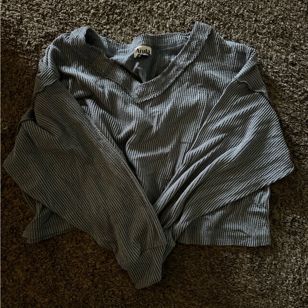 Arula (Altar’d State) Blue Ribbed Knit Top
